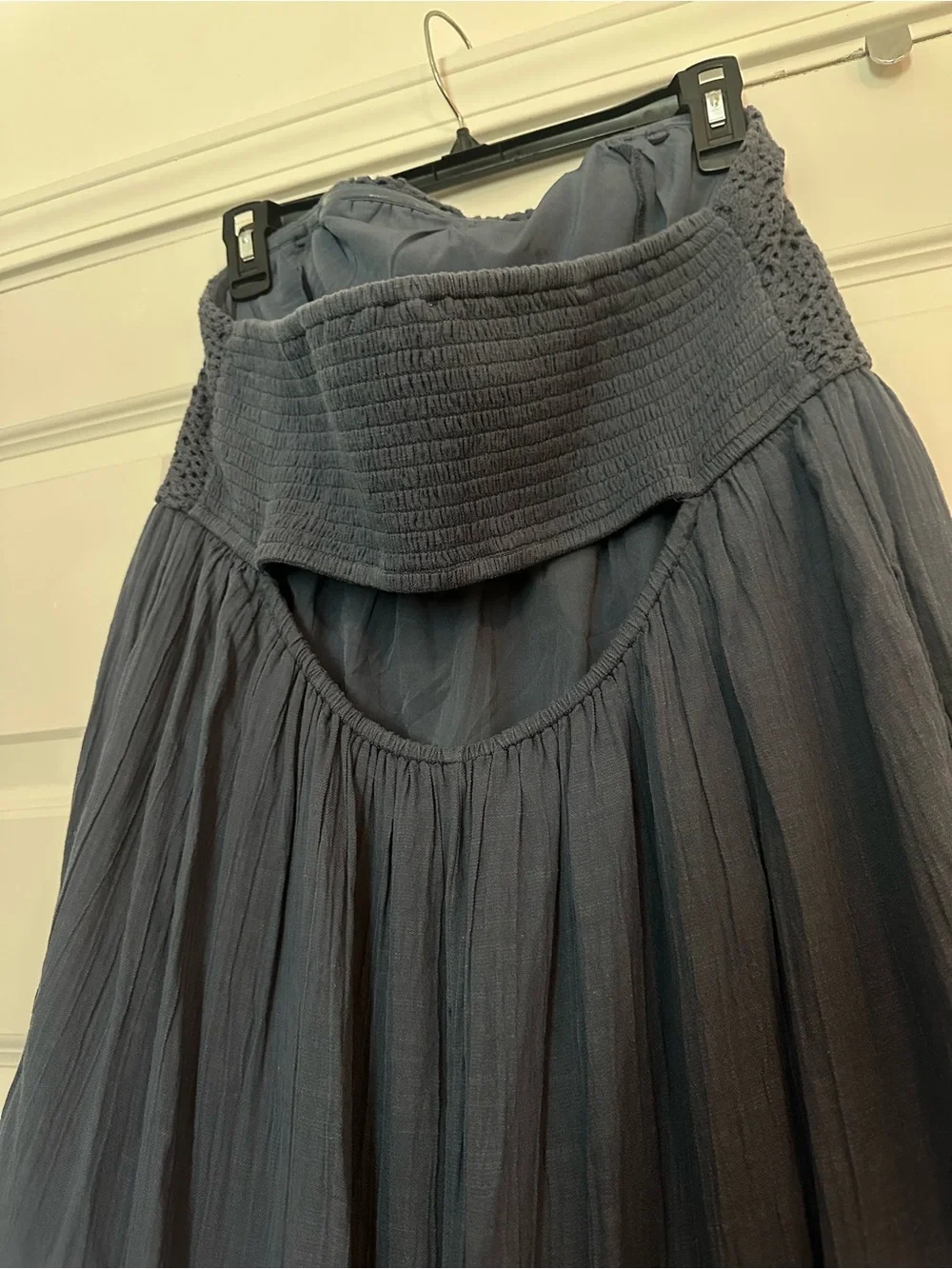 American Eagle Maxi Crochet Top Strapless Tiered Dress - Slate Blue - XL